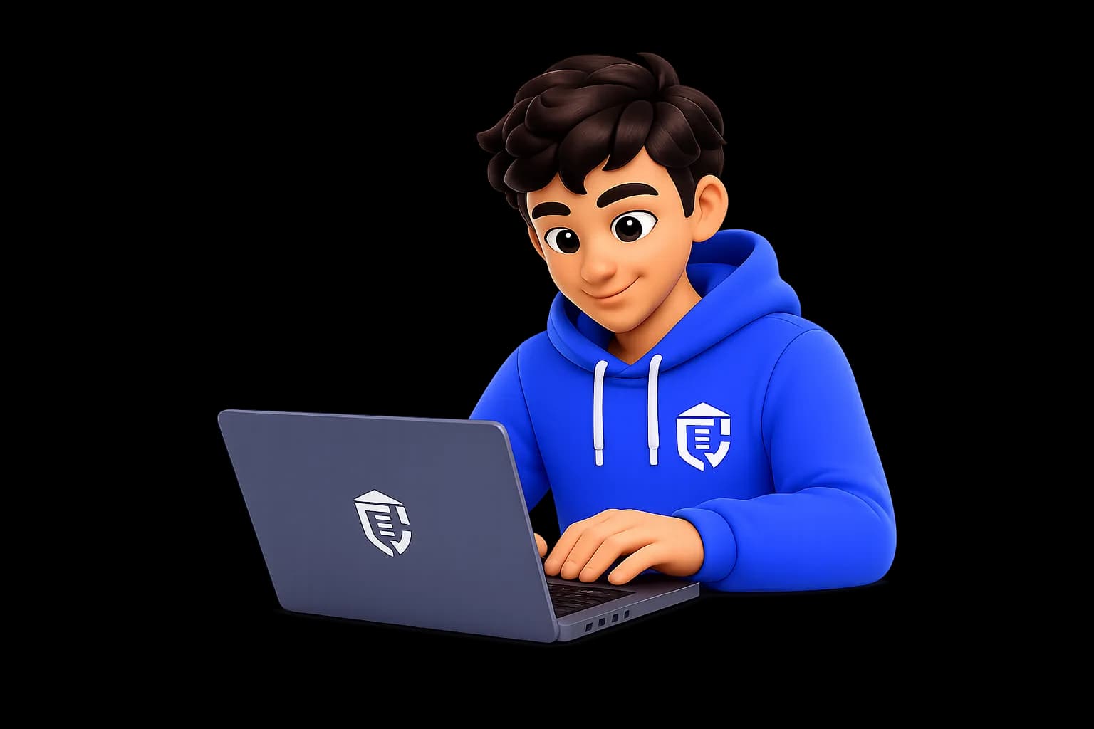 Estudiante simulando un examen en notebook
